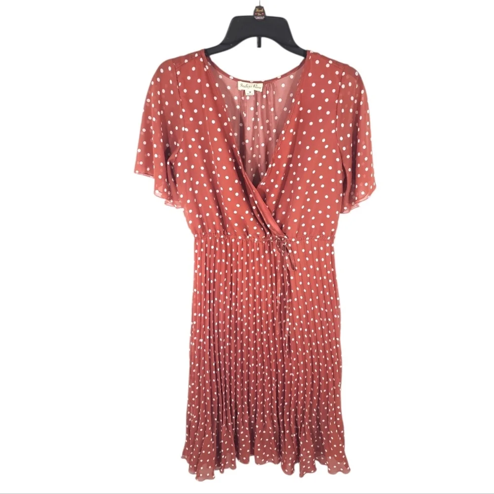 {Indigo Rose} Polka Dot Pleated Dress - Size MEDIUM - Picture 3 of 16